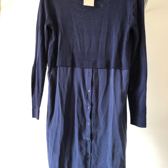 COS Navy Merino Wool Silk Shirt Dr - Picture 3 of 4